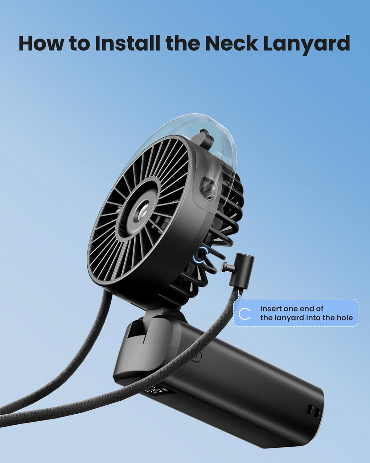 Portable Misting Fan, 180° Foldable Handheld, 3 Speeds USB Rechargeable, Spray Water Mist with LED Digital Display, Personal Cooling Mini Hand Fans for Travel, Hiking, Concert, Outdoor, Black