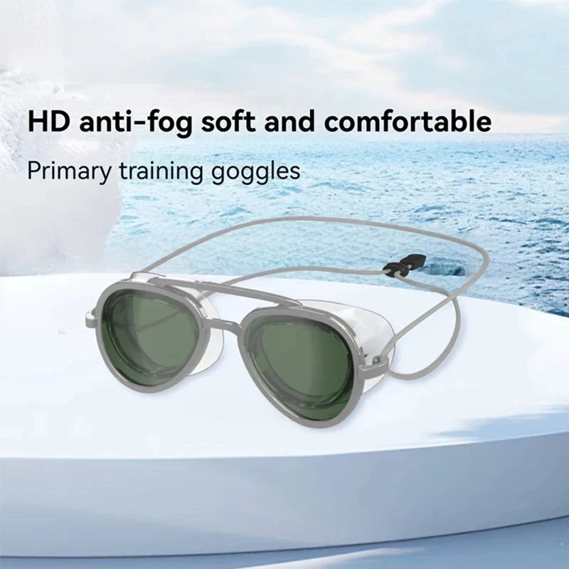 Full-View anti Fog Swimming Goggles Swimming UV Protection Swim Goggles Adult Sun Goggles Crystals Clear Men Women Retro Goggles