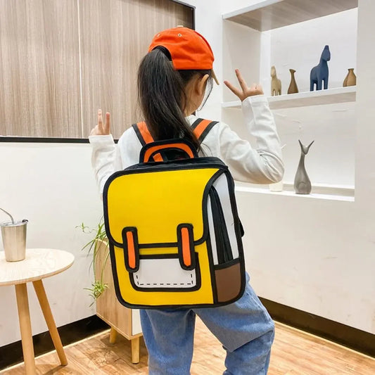 2D Cartoon Graphic Student Backpack