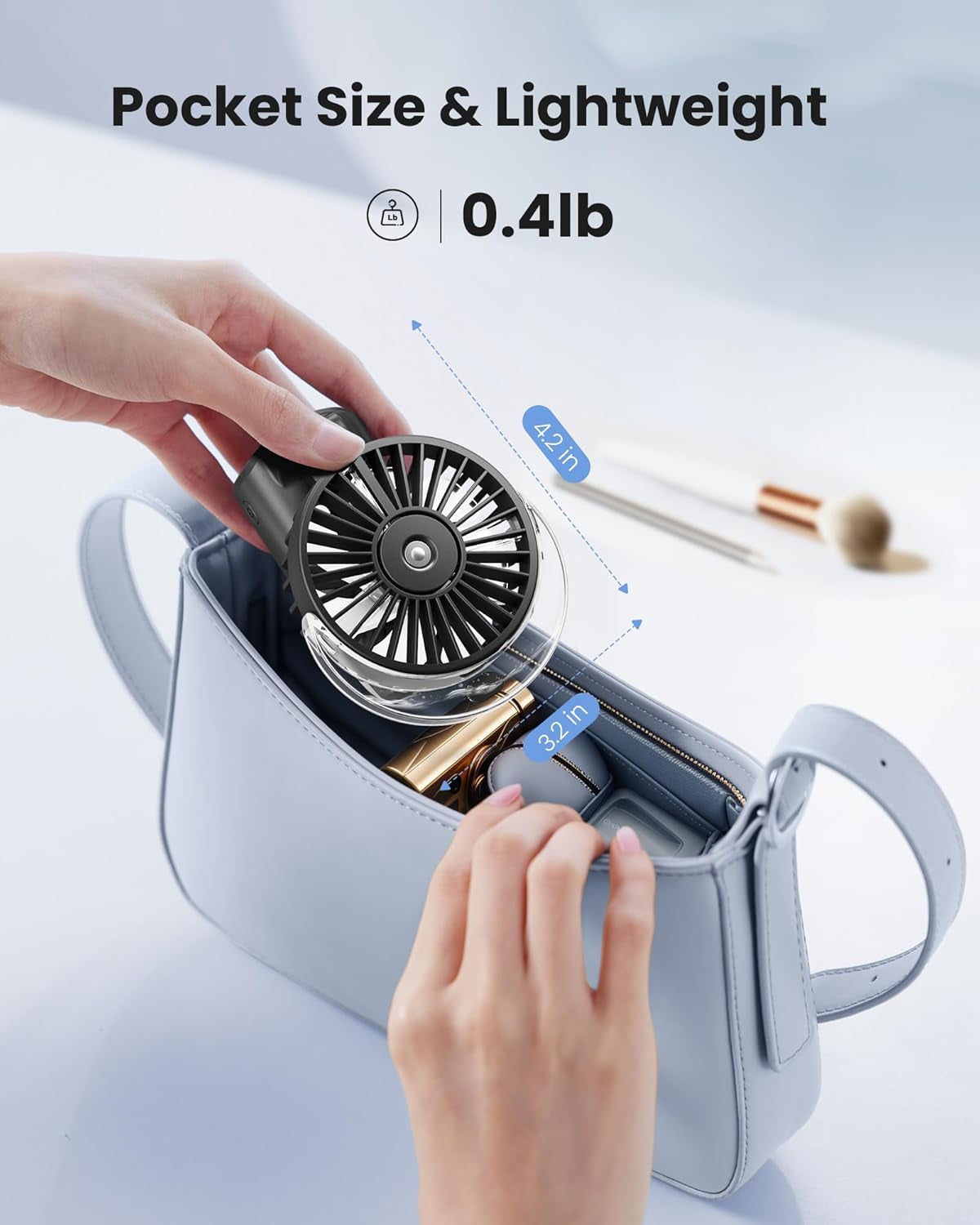 Portable Misting Fan, 180° Foldable Handheld, 3 Speeds USB Rechargeable, Spray Water Mist with LED Digital Display, Personal Cooling Mini Hand Fans for Travel, Hiking, Concert, Outdoor, Black