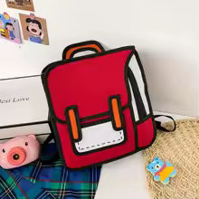 2D Cartoon Graphic Student Backpack