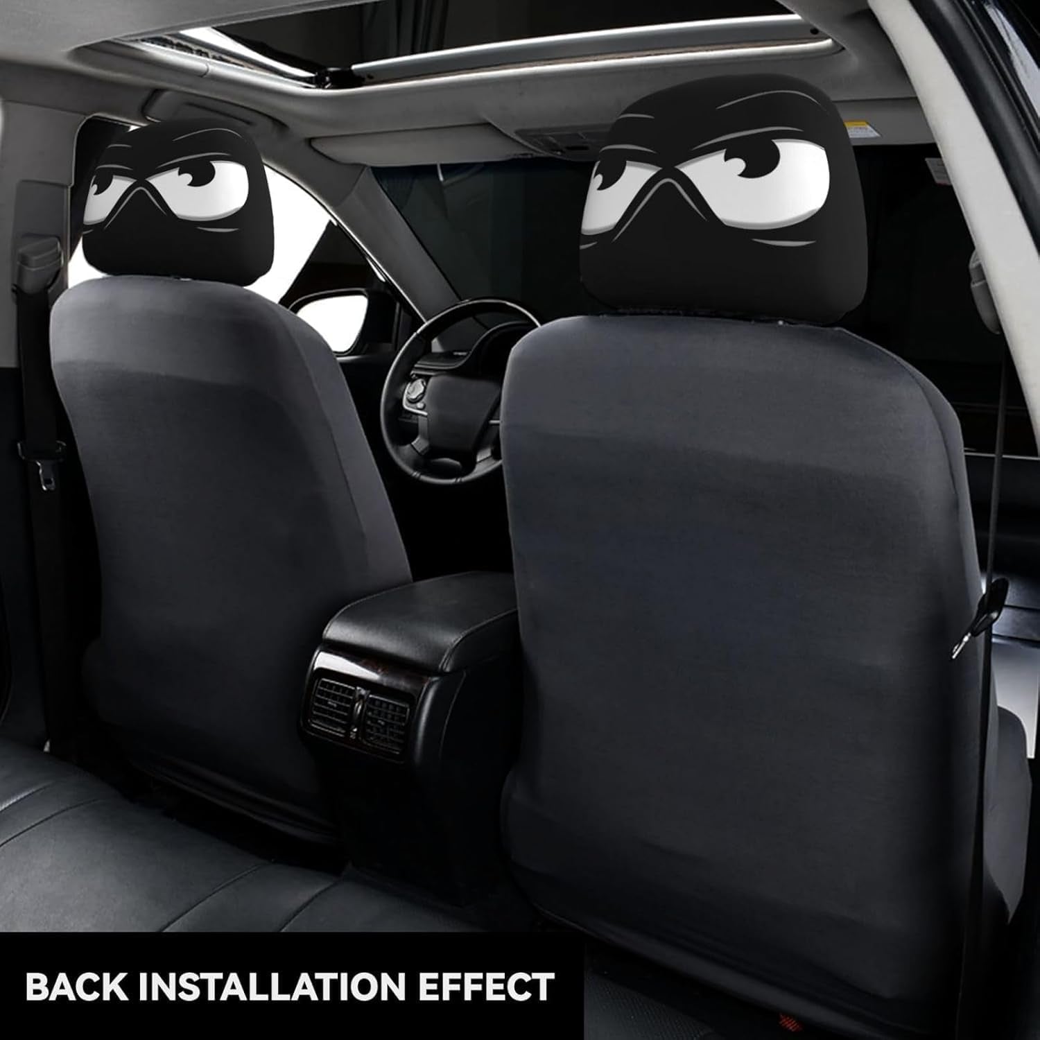 Funny Cartoon Car Headrest Cover, 2 Pieces Set of Cute Funny Eyes, Suitable for Halloween, Christmas Car Universal Elastic Models Funny Decoration